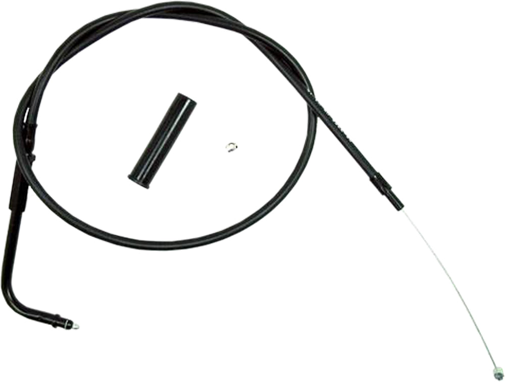 Black Motion Pro Blackout Throttle Cable for motorcycle control lines, showing the cable with black housing and fittings.