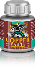 Load image into Gallery viewer, Motorex Copper Paste 100g tube, a chemical lubricant for automotive and industrial use, shown with packaging and tube details.