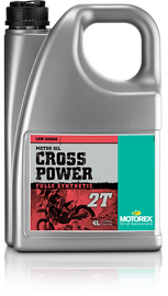 Motorex Cross Power 2T 4L motorcycle chain lubricant in a 4-liter container, ideal for high-performance 2-stroke engines.