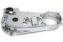 Load image into Gallery viewer, Motorshop chrome inner primary cover for drive line, shiny metallic finish, fitted on motorcycle engine primary case.