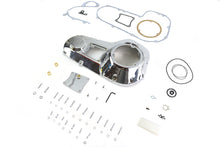 Load image into Gallery viewer, Chrome outer primary cover kit for FXR motorcycle from Motorshop, featuring a sleek drive line design.