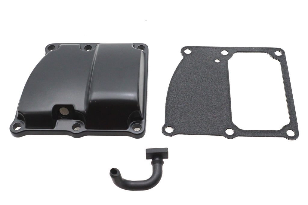 Black MOTORSHOP M8 transmission top cover kit for vehicle transmission system, includes durable metal components.