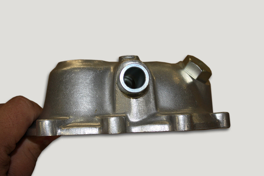 Motorshop replica kick starter cover cast for motorcycle transmission, black metal part with textured finish.