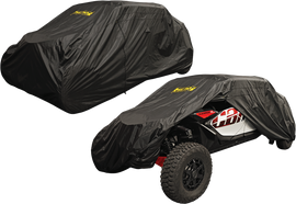 Nelson-Rigg Extreme 4s XL UTV cover, durable storage cover for utility vehicles, black weather-resistant material.