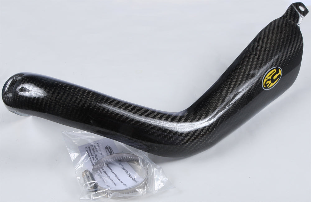 P3 Carbon Fiber Pipe Guard for exhaust system, sleek black design, durable protective cover for motorcycle or vehicle exhaust pipe