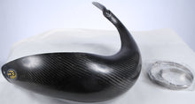Load image into Gallery viewer, P3 Carbon Fiber Pipe Guard for exhaust system, designed for P3 motorcycle exhaust, featuring sleek black carbon fiber finish.