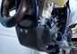 P3 Brand carbon fiber skid plate guards for KTM and Husqvarna motorcycles, designed to protect the underside during rides.