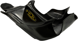 Carbon fiber P3 skid plate for KTM and Husqvarna motorcycles, designed to protect the underside during rides.