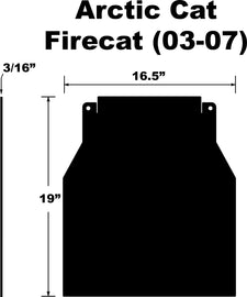 PDP Snowflap body for Arctic Cat Firecat and Sabercat models from 2003 to 2007, showing the snowflap design and mounting area.