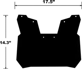 PDP snowflap body for Polaris Axys Switchback Trail 2015+ snowmobile, shown in black with mounting hardware.