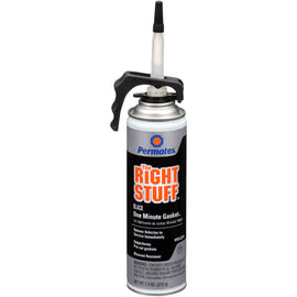 Permatex Right Stuff Powerbead gasket maker in 7.5oz tube, chemical sealant for automotive applications, with applicator tip visible.