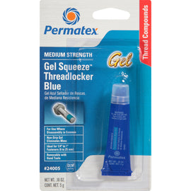 Permatex Blue Threadlocker Gel 5g container, used to prevent threaded fasteners from loosening due to vibration.