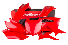 Red Polisport Plastics plastic body kit, motorcycle fairing and panels, designed for durability and a sleek appearance.