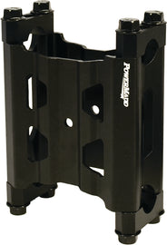 Powermadd Wide Pivot Riser 4-inch with bolts and clamps for motorcycle handlebars, adjustable and sturdy.