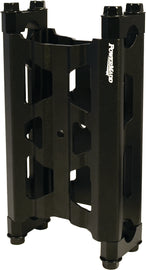 Powermadd Wide Pivot Riser 6-inch with bolts and clamps for motorcycle handlebars, adjustable for rider comfort.