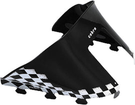 Powermadd Cobra W/S low black and white windshield with 11.5-inch poly wedge hood for ATV or quad.