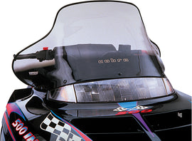 Powermadd Cobra W/S mid smoke and black 15.5-inch windshield for ATV or motorcycle protection.