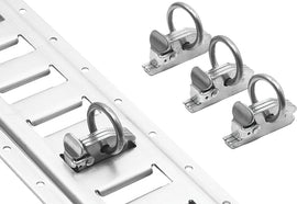 Powertye E-Track O-Ring Clips for trailer and towing, 4-pack, durable metal hooks for securing cargo on trailers.