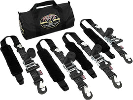 Powertye Big Daddy Premium Trailer Kit in black, 2-inch by 6.5-foot, with durable straps and hardware for secure cargo towing.