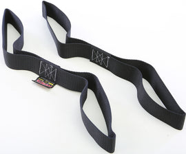 Powertye Soft-Tye tiedown strap, 1.5-inch by 18-inch, black, for securing cargo and equipment.