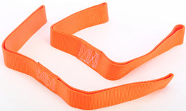 Powertye Soft-Tye tiedown strap, 1.5x18 inches, orange color, durable nylon tie-down for securing cargo or equipment.