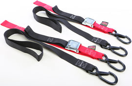 Powertye Tie-Down Cam Sec Hooks in black and red, 1.5