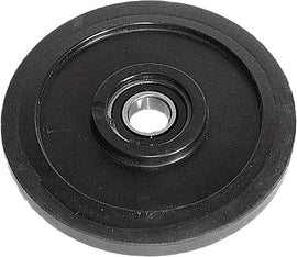 Black PPD idler wheel measuring 7.01 inches by 25mm, designed for industrial or machinery use.