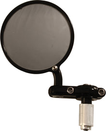 Black PSR Giorgio bar end mirror for motorcycles, featuring a sleek design and adjustable mounting for enhanced rear visibility.
