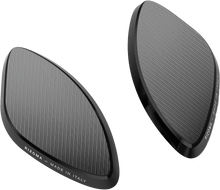 Load image into Gallery viewer, Pair of black RIZOMA mirror block-off plates, motorcycle accessories, with a sleek design and durable finish.