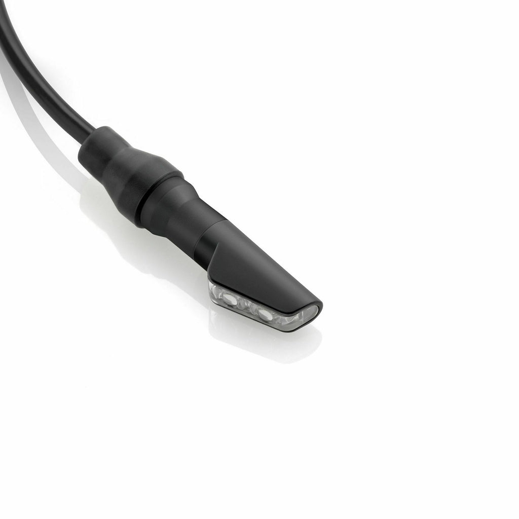 Pair of RIZOMA Turn Signal Leggera in black, motorcycle illumination indicators with sleek design and compact size.