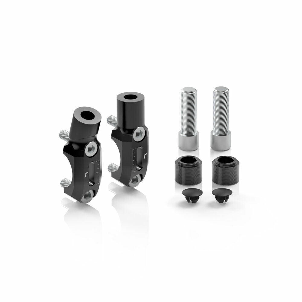 RIZOMA Stealth Naked Mounting Kit in black with mirror, designed for sleek motorcycle handlebar installation.