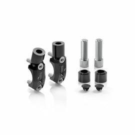 RIZOMA Stealth Naked Mounting Kit in black with mirror, designed for sleek motorcycle handlebar installation.