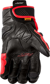 Black and red RST Freestyle 3 D3o leather glove, small size, designed for motorcycle riding with protective D3o armor.