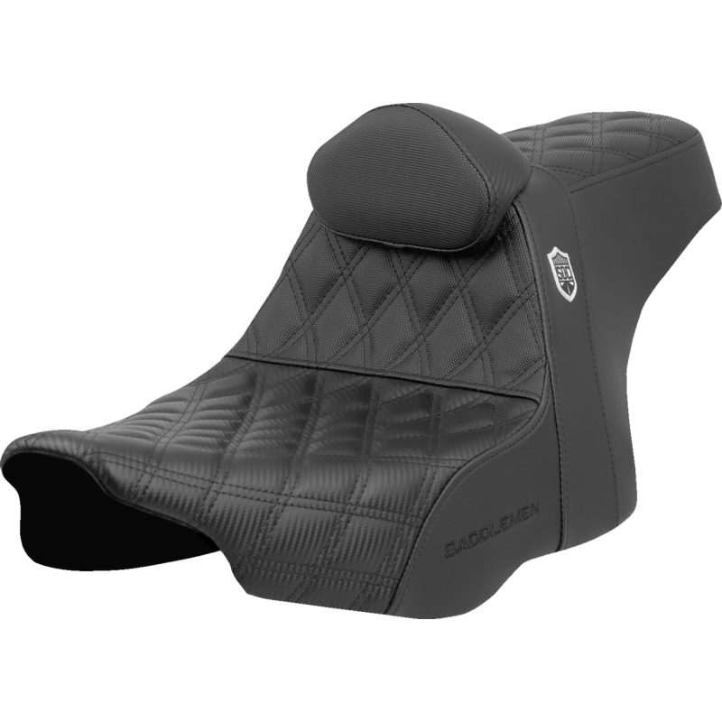 Saddlemens SDC Pro Gripper LS black motorcycle seat with backrest for 24-25 Harley Bagger bikes.