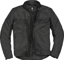 Load image into Gallery viewer, Black All Balls Scorpion Exo Vortex Air II jacket displayed on a mannequin, showcasing its aerodynamic design and protective features.