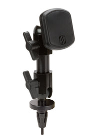 Scosche Terra Magicmount Pro fork stem accessory for vehicle mounts, shown attached to motorcycle handlebar.