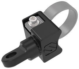 Scosche adjustable whip and flag mount clamp in black, designed for secure attachment of antennas or flag poles.