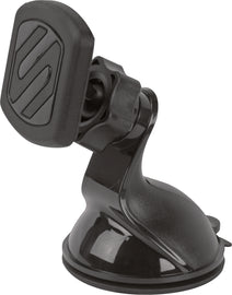Scosche Magnetic Window Mount Small for smartphones, featuring a sleek black bracket attached to a car window for secure grip.