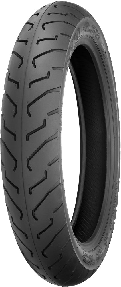 Shinko Tire 712 Series rear 120/90-18 65H bias tire with tube for motorcycle, showing tread pattern and sidewall details.