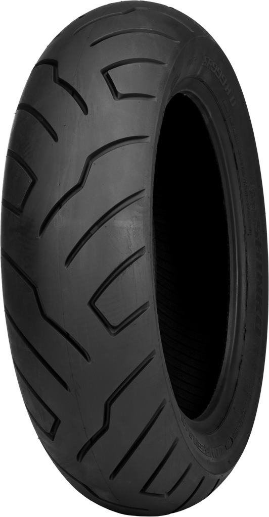 Shinko SR 999 Long Haul Rear Tire 150/80B16 77H bias tire mounted on a motorcycle wheel, suitable for long-distance riding.
