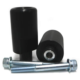 Black Shogun Body Frame Sliders for motorcycles, designed for protection and stability during rides.