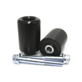 Black SHOGUN body frame sliders for motorcycles, designed to protect the bike in case of falls or crashes.