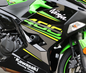 Black Shogun Frame Sliders for Kawasaki motorcycles, body protection with no-cut design, durable and sleek for bike safety.