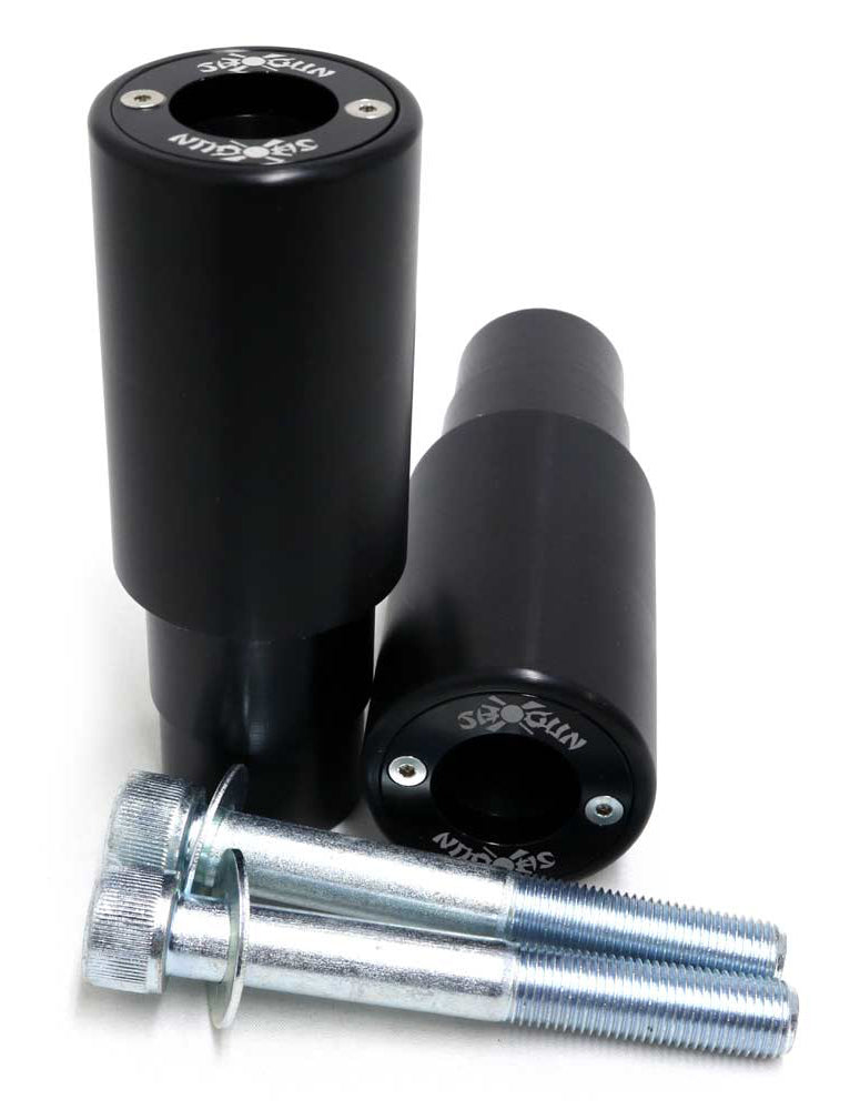 Shogun Pa2 Frame Sliders No Cut for motorcycle body protection, featuring durable black body components and mounting hardware.