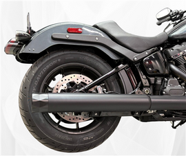 Chrome TAB PERFORMANCE Zombie slip-on muffler exhaust for Harley Softails 2025-2026, with round tip design.