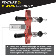 Load image into Gallery viewer, Red Tamer Double Button X Wing suspension component with dual buttons, designed for secure mounting and durability.
