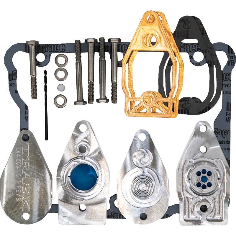 TRASK PERFORMANCE engine showcasing detailed metal components and branding, designed for high-performance automotive applications.