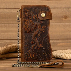 TRUCKER / BIKER LEATHER DRAGON WALLET C/W CHAIN - The Speed Shop Canada