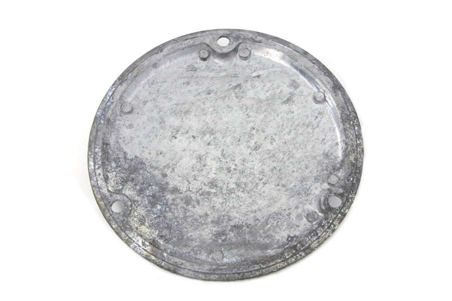 V-Twin 80 Natural Alloy Derby Cover for drive line motorcycles, featuring a sleek, durable V-Twin brand design.