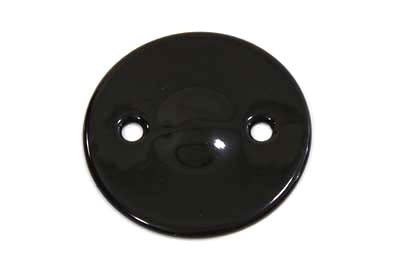 V-Twin black drive line inspection cover for motorcycle, showcasing a sleek black finish and durable metal construction.